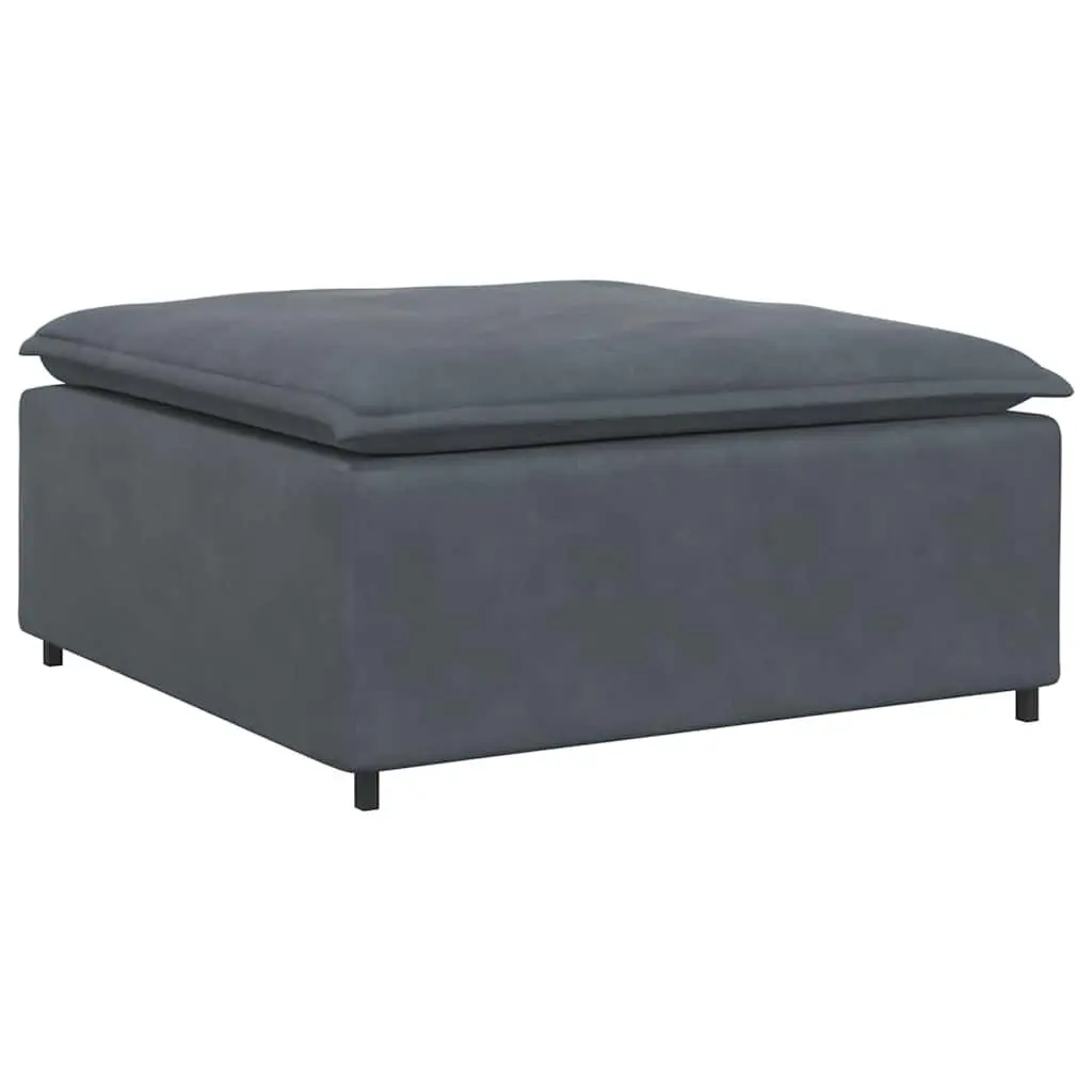 Modular Sofa Velvet Grey Four Sections with Footstool