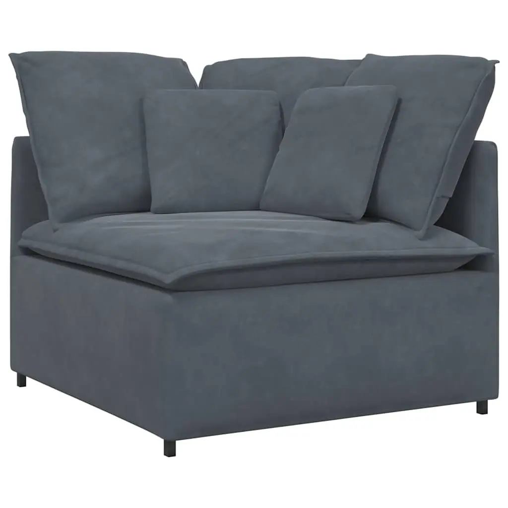 Modular Sofa Grey Velvet Five Sections