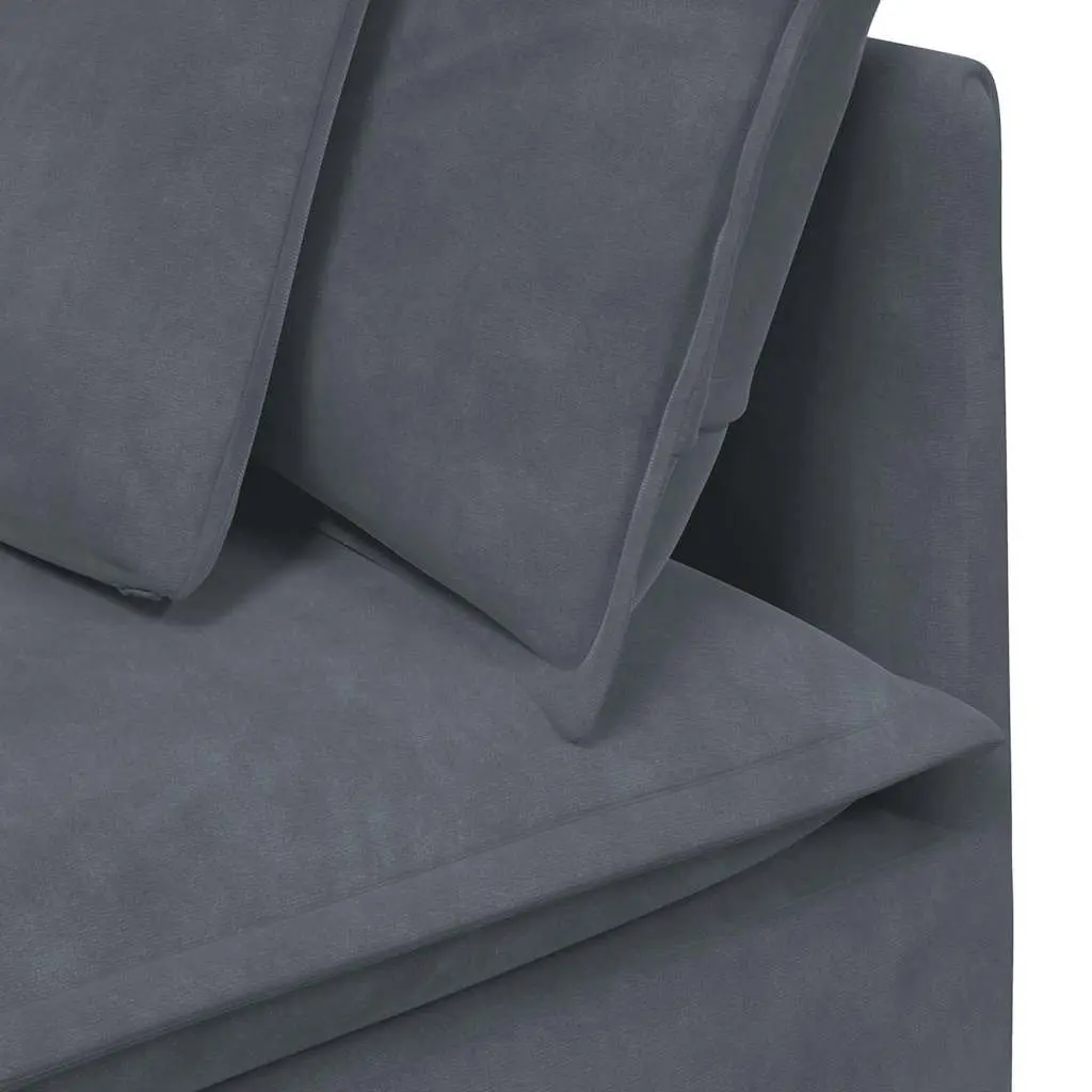 Modular Sofa Grey Velvet Five Sections