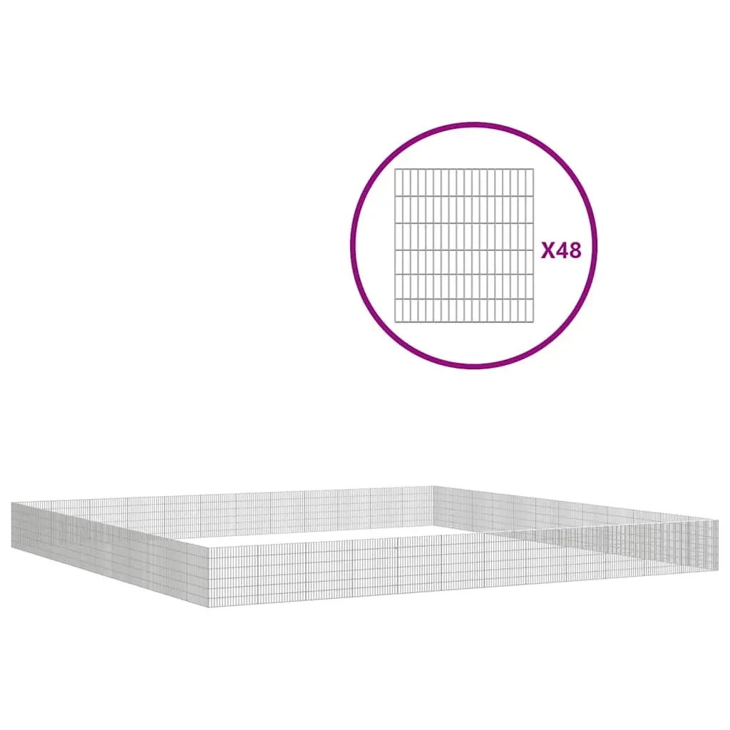 Small Animal Enclosure Galvanised Iron 54 x 60 cm Silver 48 Panel Pen Playpen Pet Rabbit Guinea Pig Run Cage