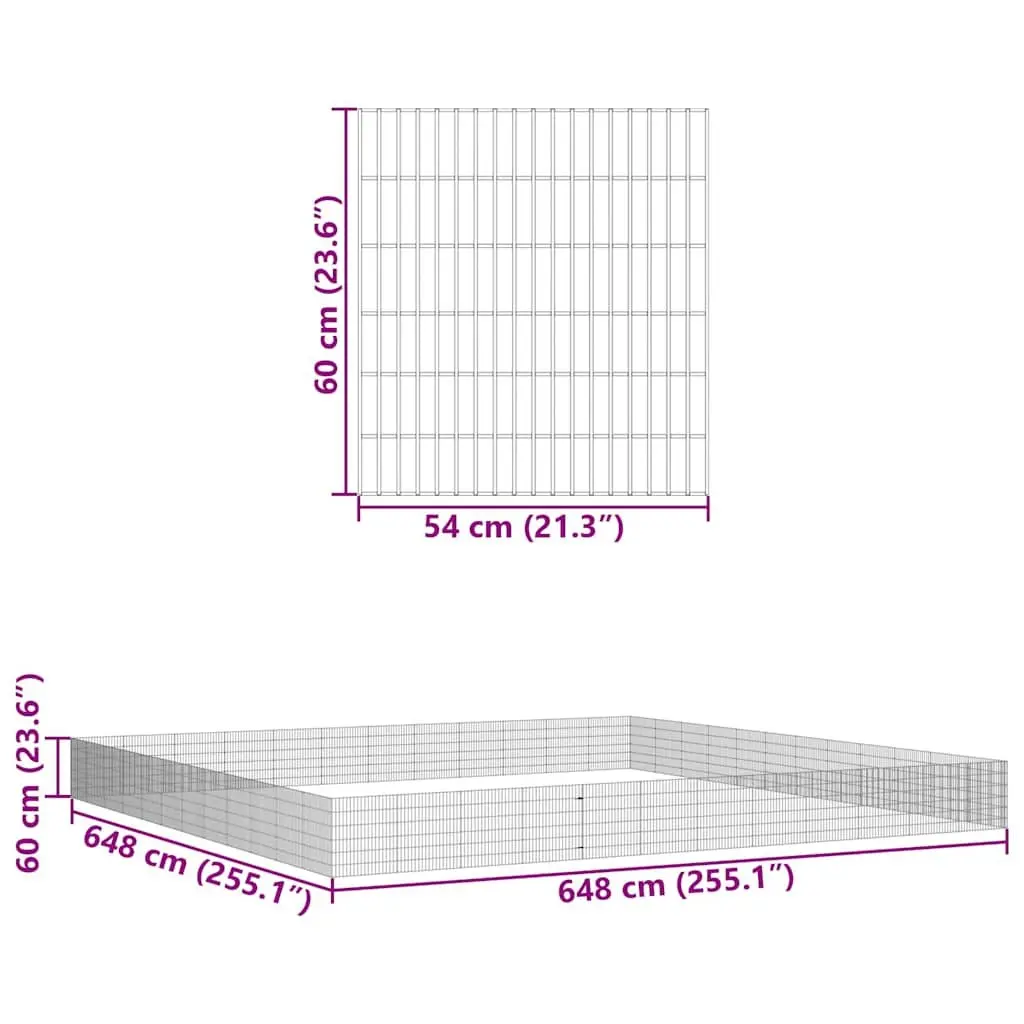 Small Animal Enclosure Galvanised Iron 54 x 60 cm Silver 48 Panel Pen Playpen Pet Rabbit Guinea Pig Run Cage