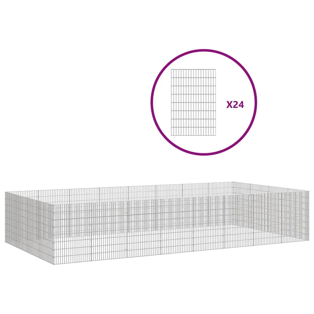 Small Animal Enclosure Galvanised Iron 54 x 80 cm Silver 24 Panel Pen Rabbit Guinea Pig Run Cage Exercise Playpen