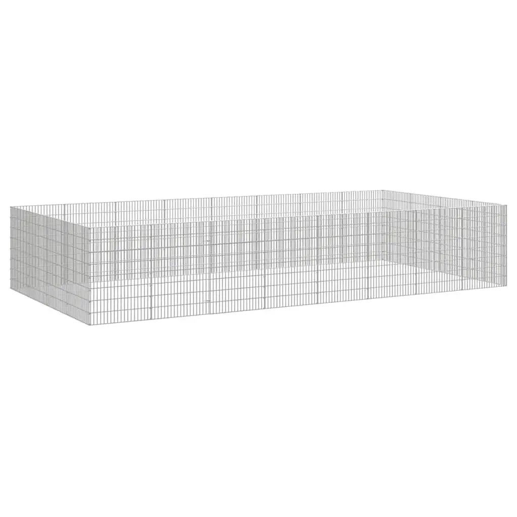 Small Animal Enclosure Galvanised Iron 54 x 80 cm Silver 24 Panel Pen Rabbit Guinea Pig Run Cage Exercise Playpen