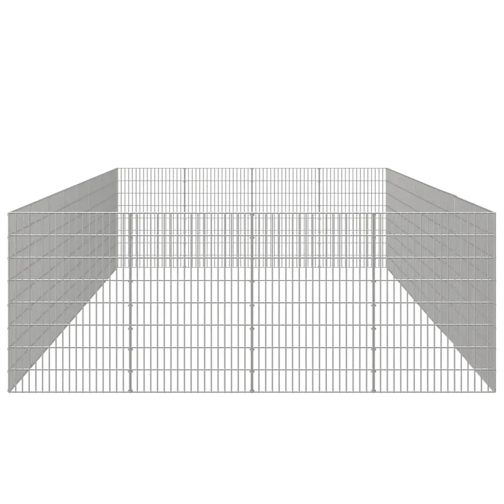 Small Animal Enclosure Galvanised Iron 54 x 80 cm Silver 24 Panel Pen Rabbit Guinea Pig Run Cage Exercise Playpen
