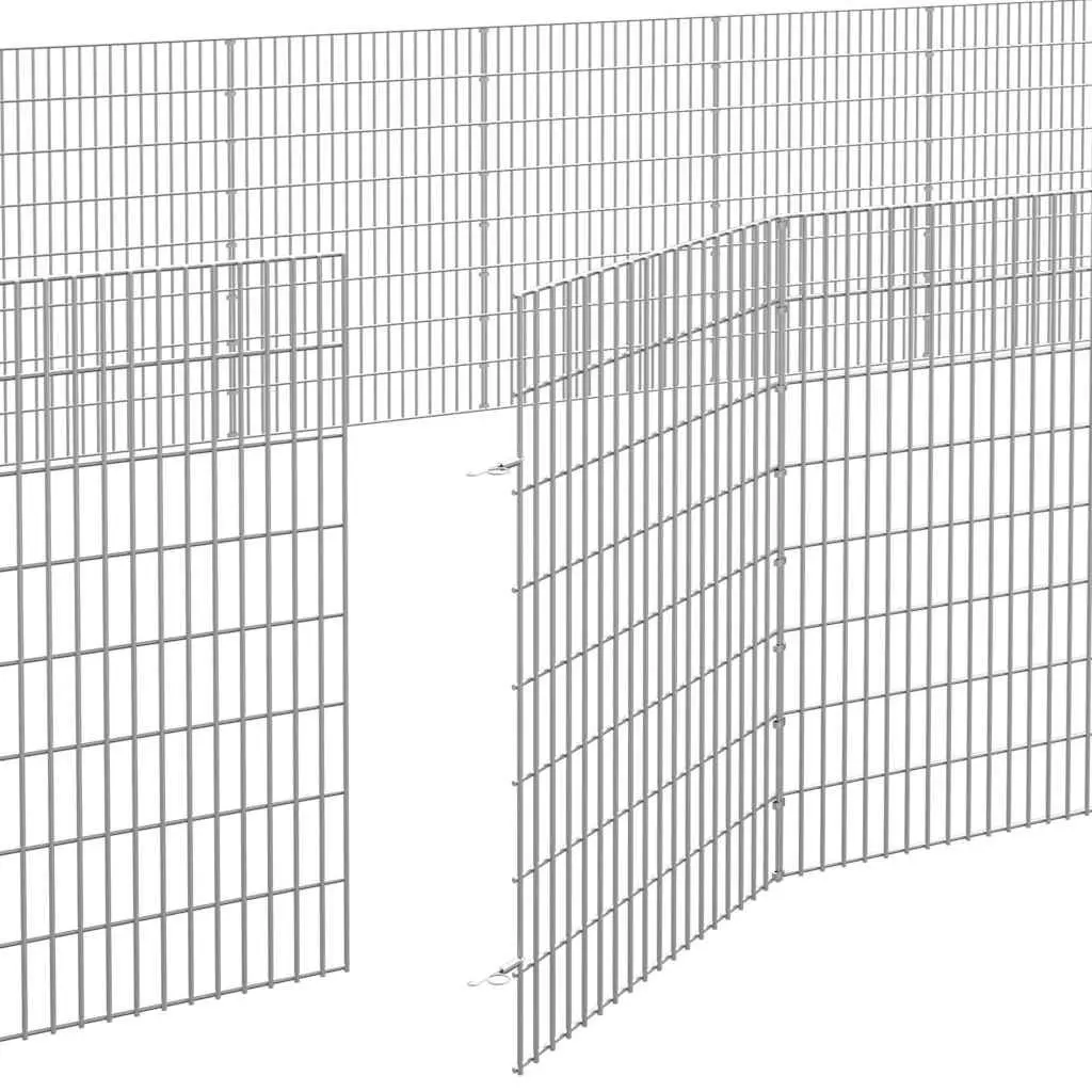 Small Animal Enclosure Galvanised Iron 54 x 80 cm Silver 24 Panel Pen Rabbit Guinea Pig Run Cage Exercise Playpen