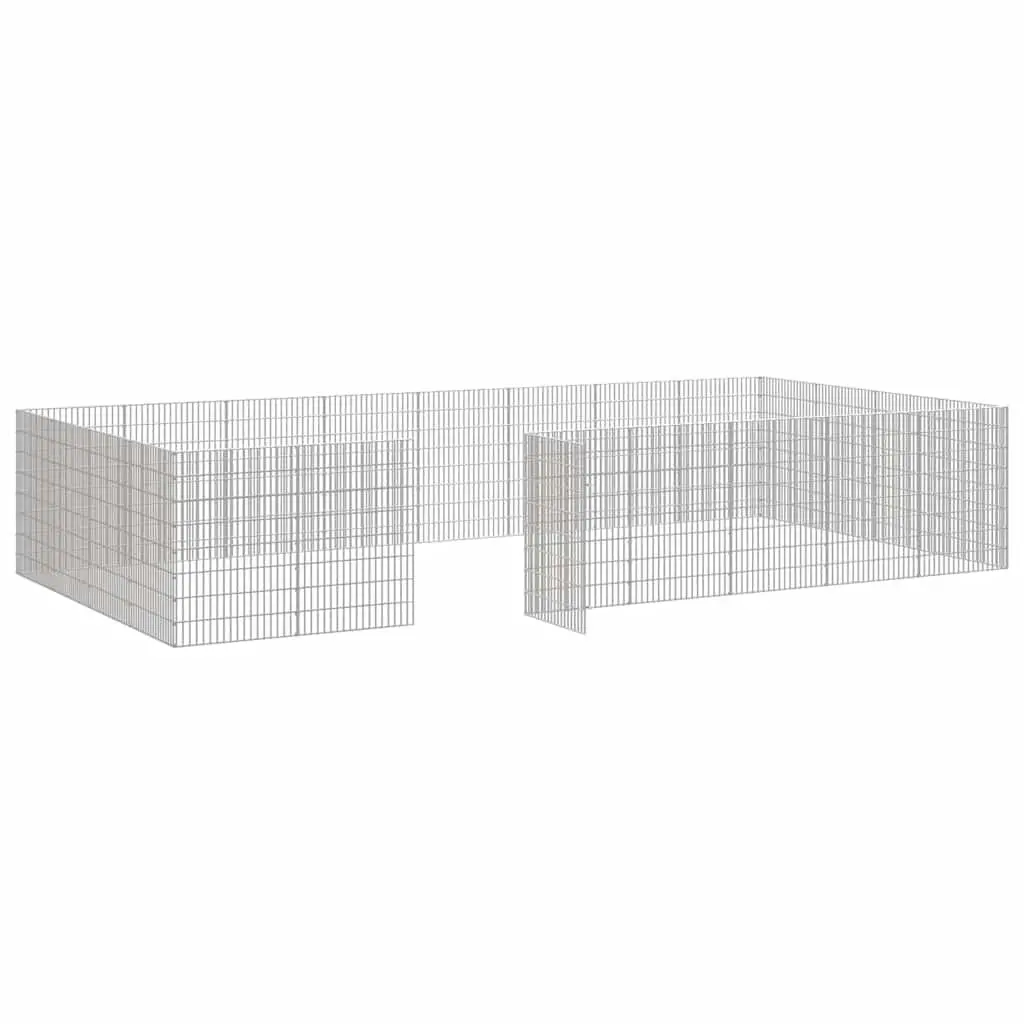 Small Animal Enclosure Galvanised Iron 54 x 80 cm Silver 24 Panel Pen Rabbit Guinea Pig Run Cage Exercise Playpen