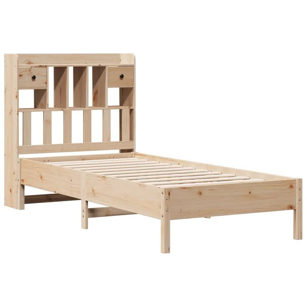 Solid Pine Wood Bookcase Bed Frame 90x190cm