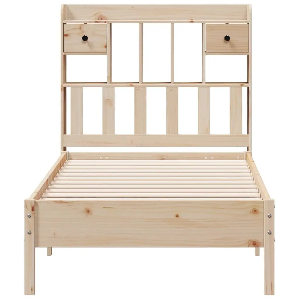 Solid Pine Wood Bookcase Bed Frame 90x190cm