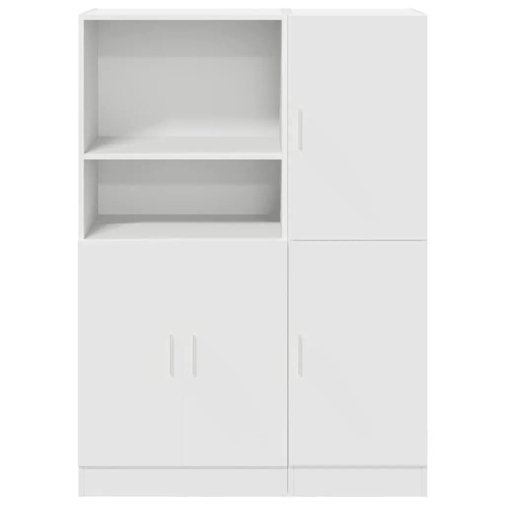 2 Piece White Kitchen Cabinet Set for Storage