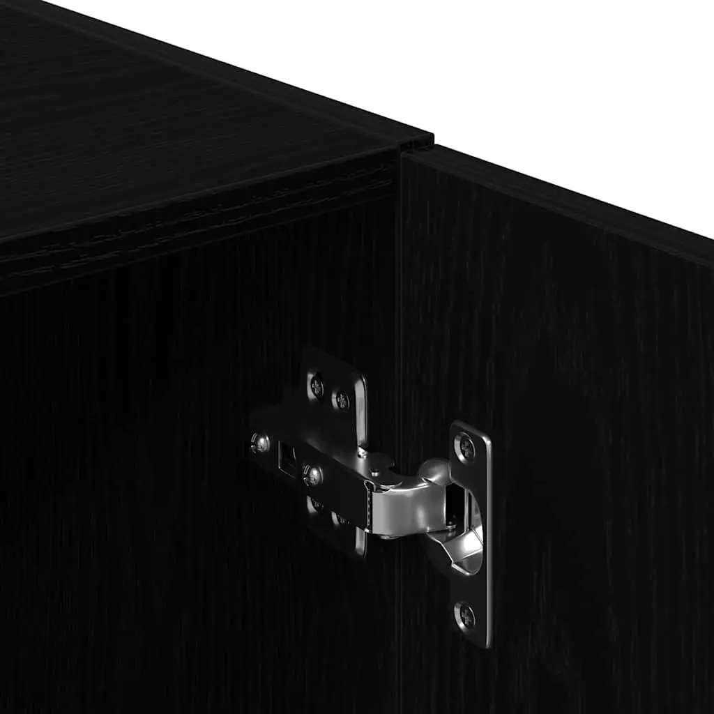 2 Piece Kitchen Cabinet Set Black Wall Mounted Storage Shelves Cupboard Unit