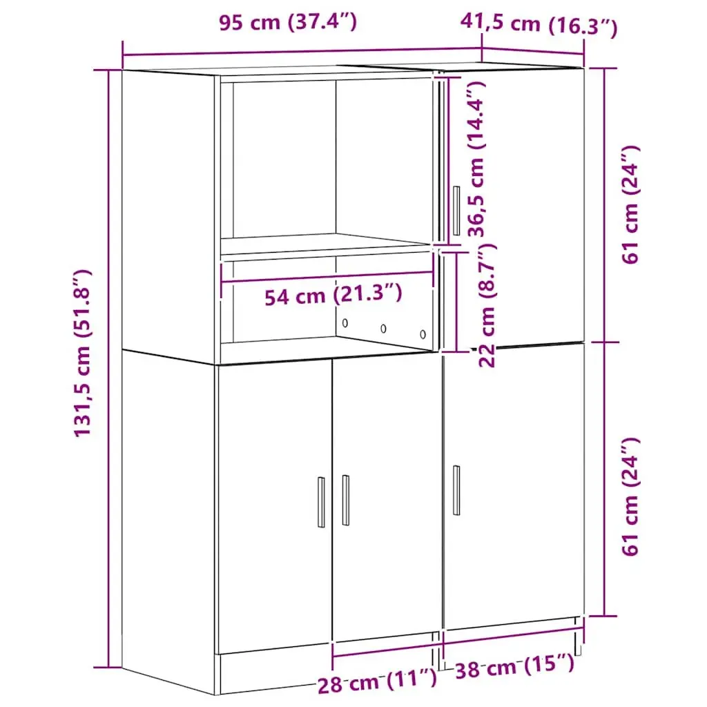 2-Piece Wall Mounted Kitchen Cabinet Set