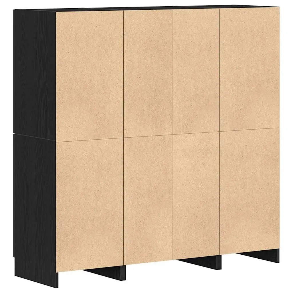 3 Piece Black Kitchen Cabinet Set with Shelves