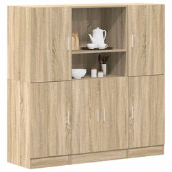 3-Piece Brown Kitchen Cabinet Set with Moisture-Resistant Wood