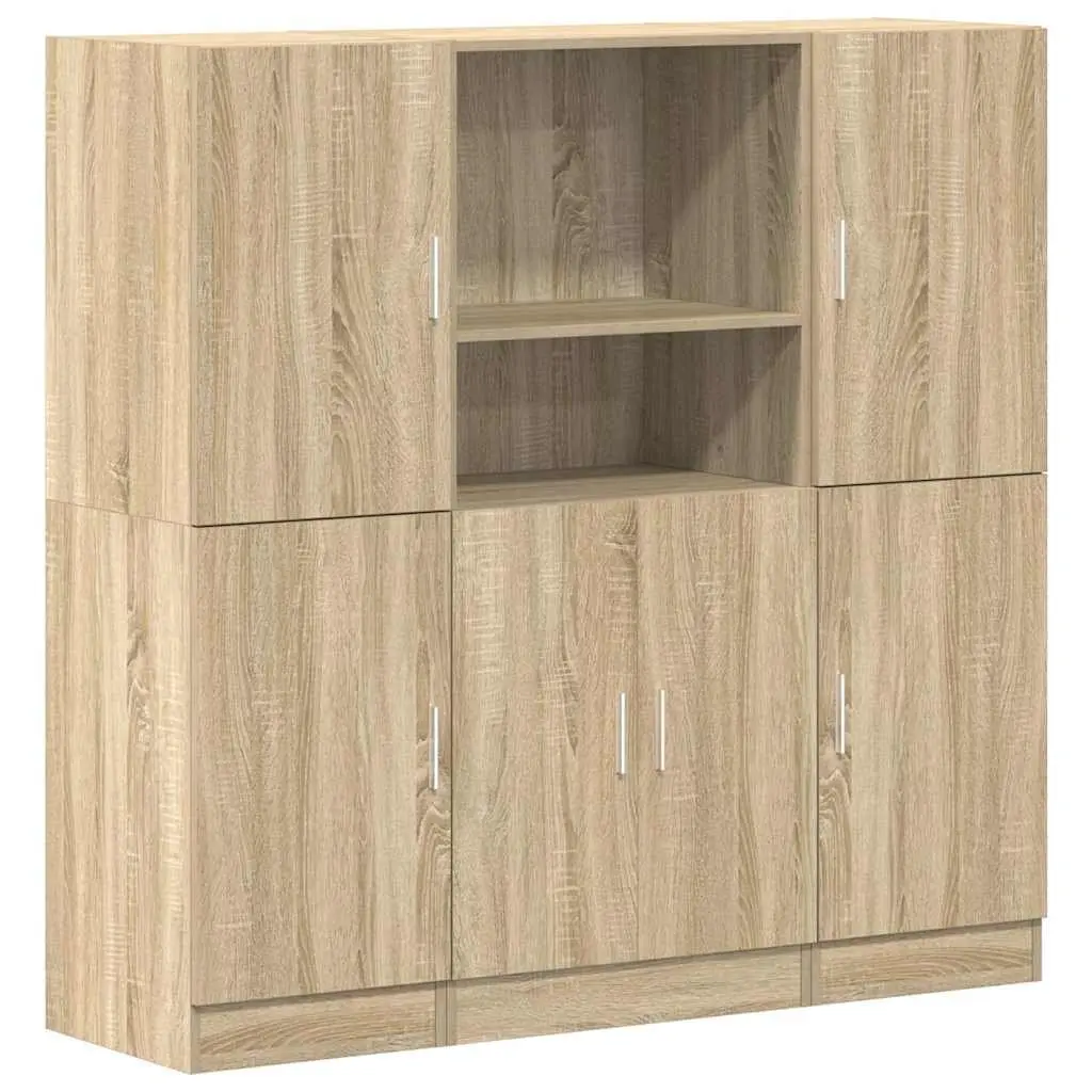 3-Piece Brown Kitchen Cabinet Set with Moisture-Resistant Wood