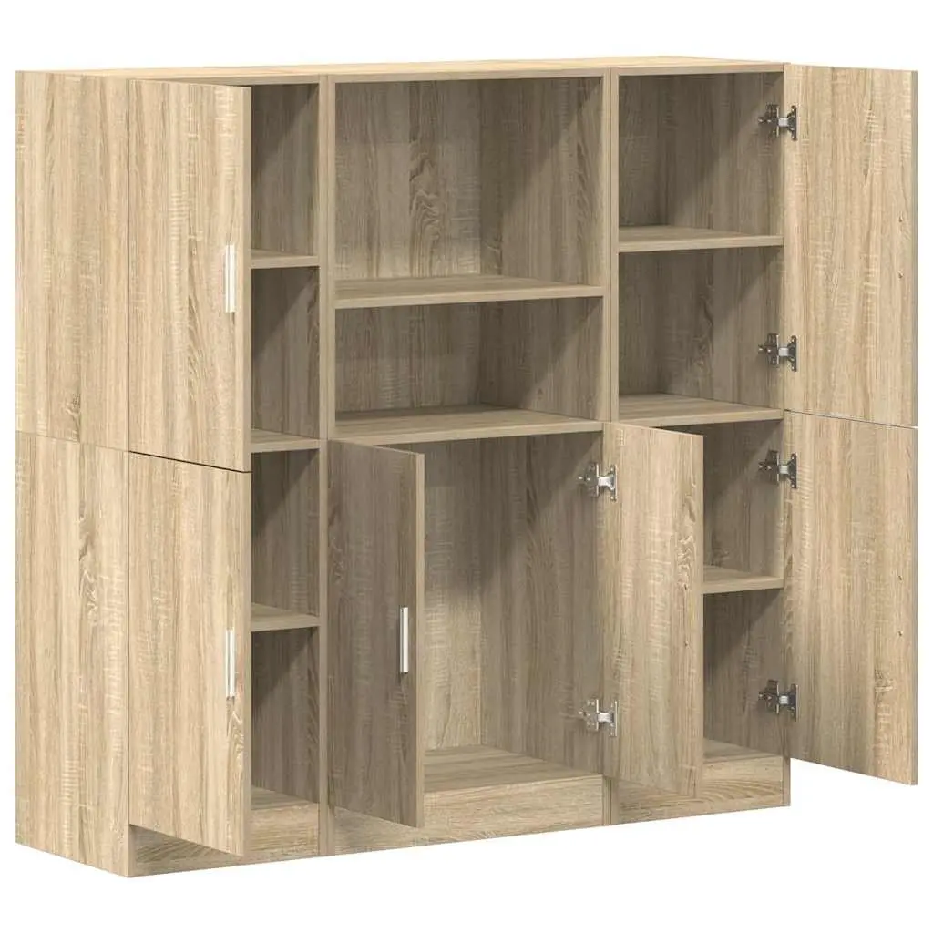 3-Piece Brown Kitchen Cabinet Set with Moisture-Resistant Wood