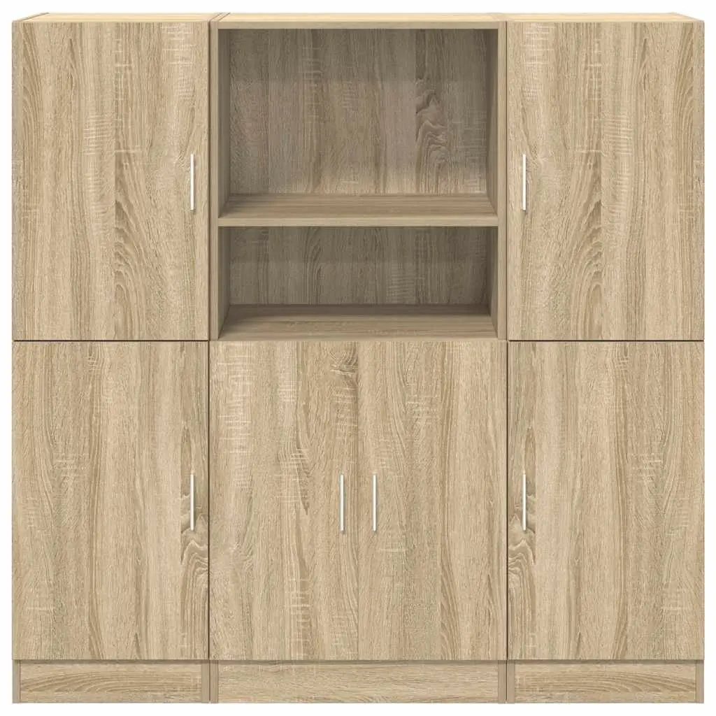 3-Piece Brown Kitchen Cabinet Set with Moisture-Resistant Wood