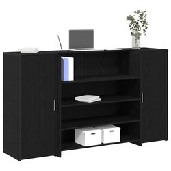 Black Oak Reception Desk with Counter and Storage 180x50x103.5cm