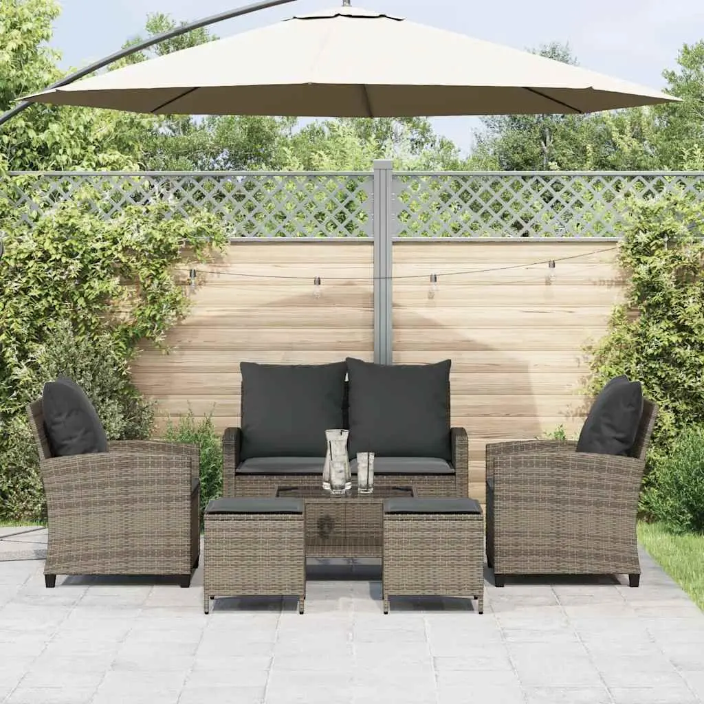 Garden Sofa Set PE Rattan 6 Piece Grey Outdoor Furniture