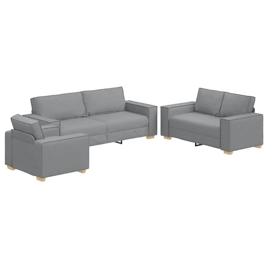 Light Grey Linen-Blend Sofa Set with Sturdy Build