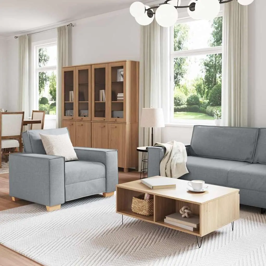 Light Grey Linen-Blend Sofa Set with Sturdy Build