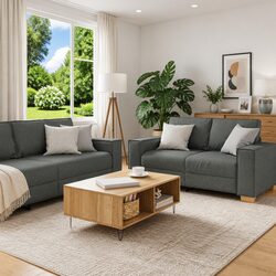 Stylish Grey Linen-Blend 3-Piece Sofa Set for Modern Homes