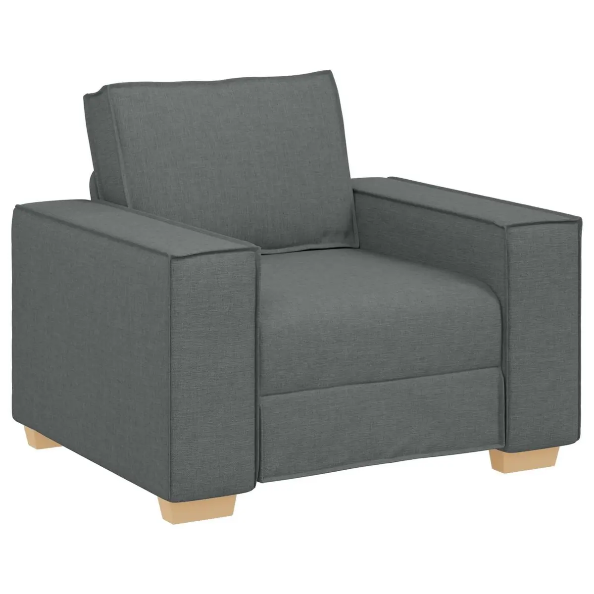 3-Piece Sofa Set Grey Linen-Blend Modern Living Room Furniture 220cm Wide Lounge