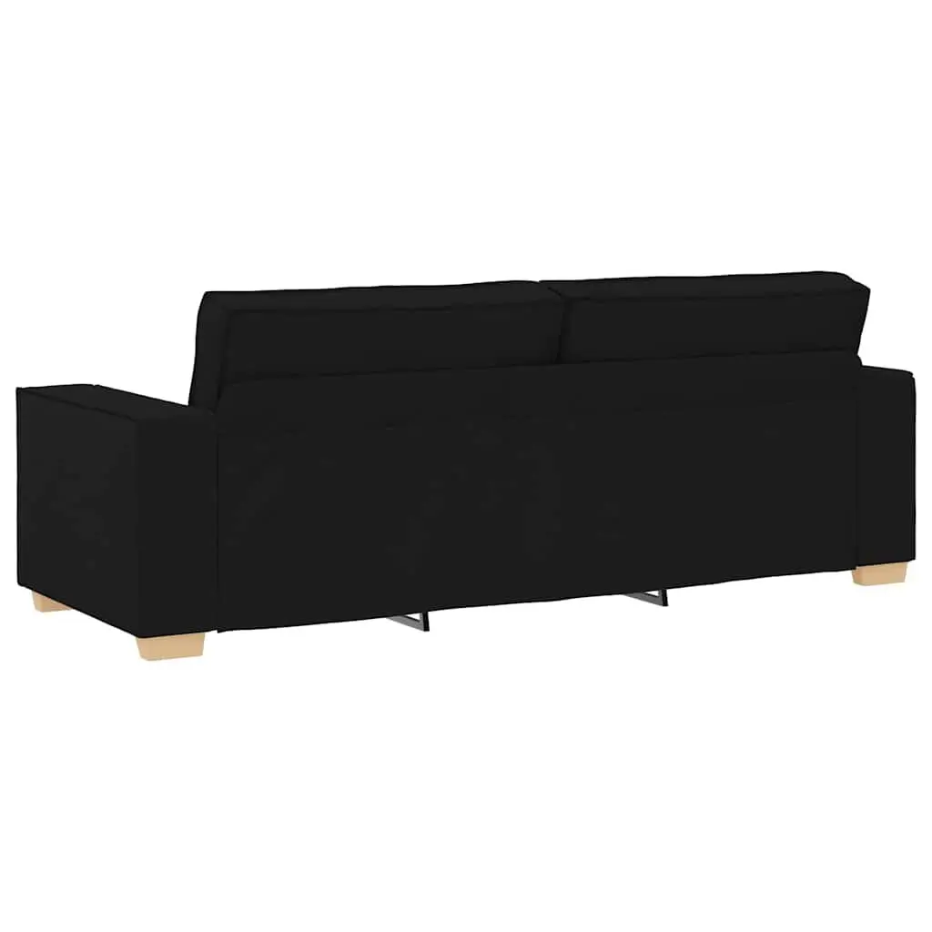 3 Piece Black Sofa Set in Linen-Blend Fabric