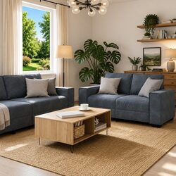 Premium 3 Piece Grey Velvet Sofa Set for Living Spaces