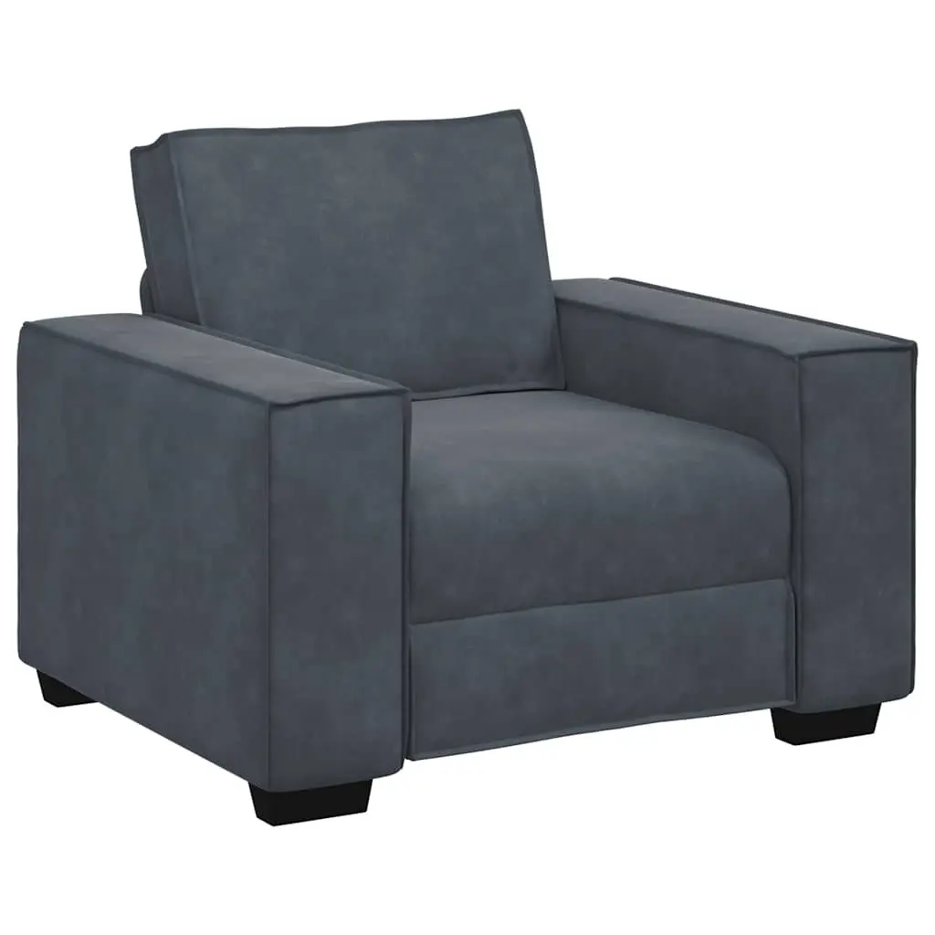 3 Piece Sofa Set Polyester Fabric Grey Velvet