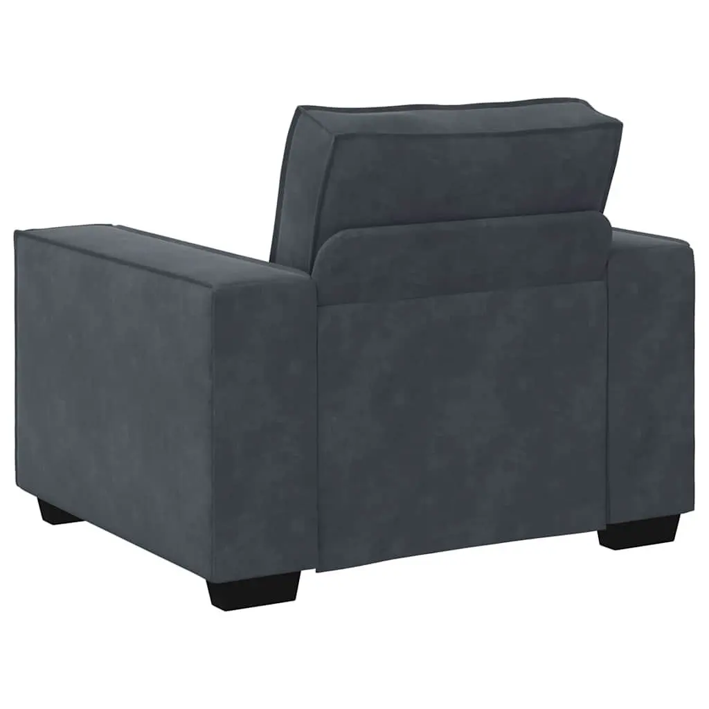 3 Piece Sofa Set Polyester Fabric Grey Velvet