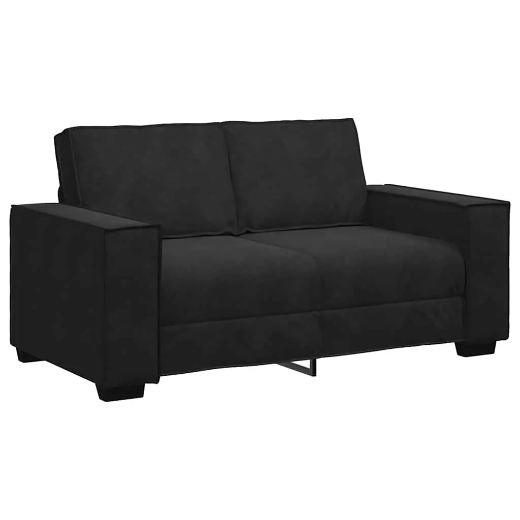 3 Piece Sofa Set Polyester Fabric Black Velvet Upholstered