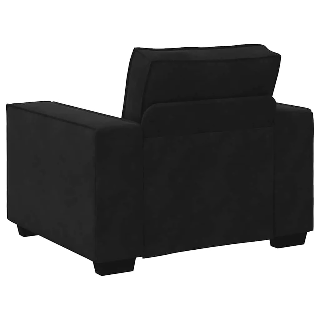 3 Piece Sofa Set Polyester Fabric Black Velvet Upholstered
