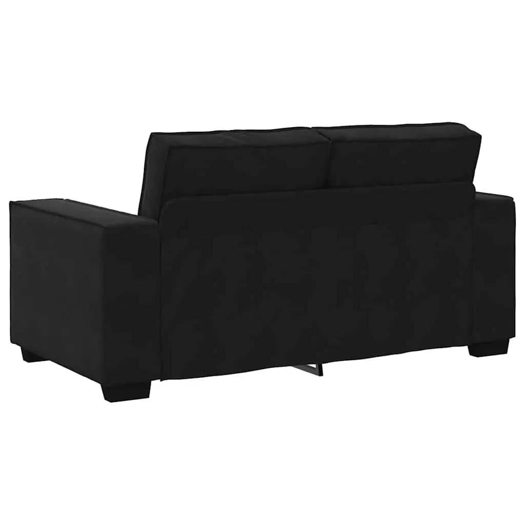 3 Piece Sofa Set Polyester Fabric Black Velvet Upholstered