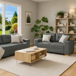 High-Quality Modular 3-Piece Sofa Set in Dark Grey