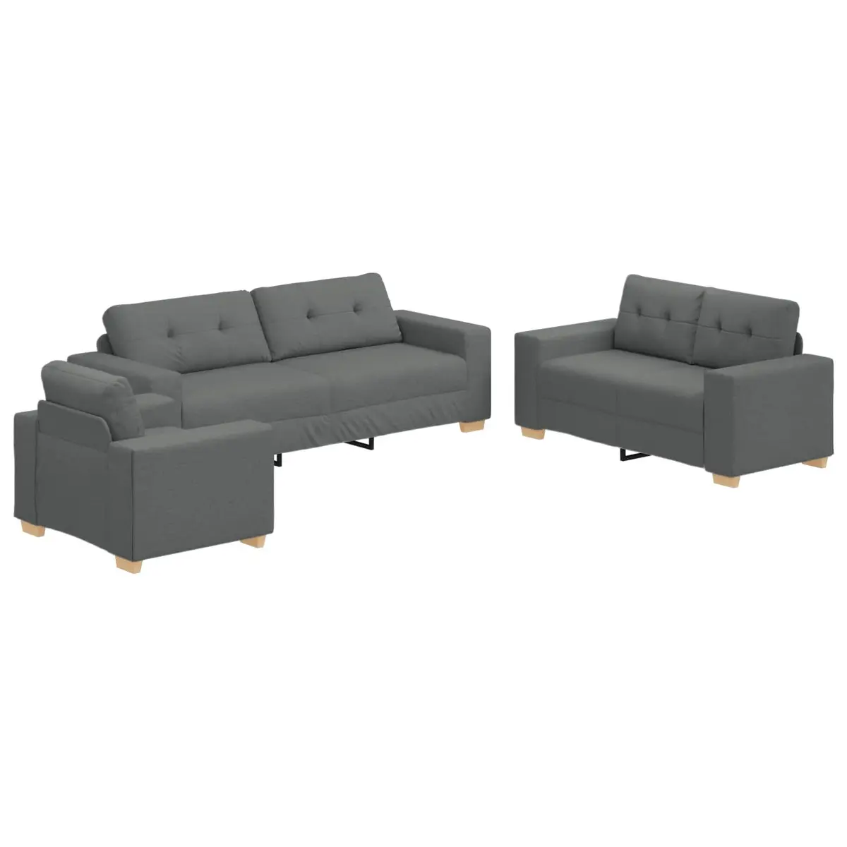 Modular 3-Piece Sofa Set in Dark Grey
