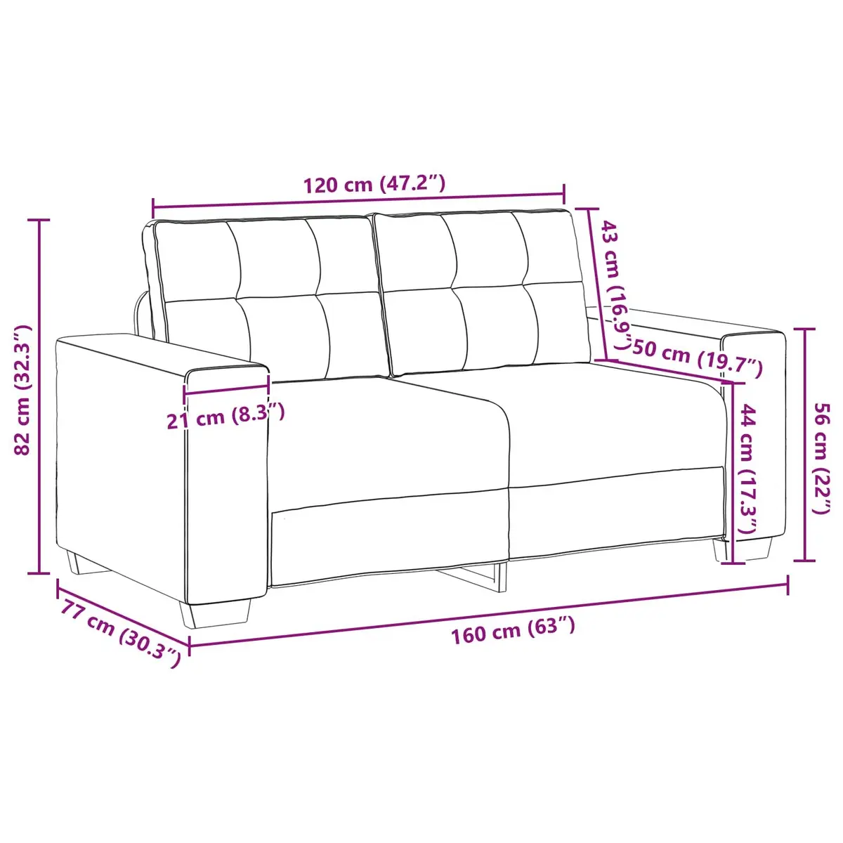 Modular 3-Piece Sofa Set in Dark Grey