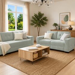 Stylish 3-Piece Grey Velvet Sofa Set with Armchair