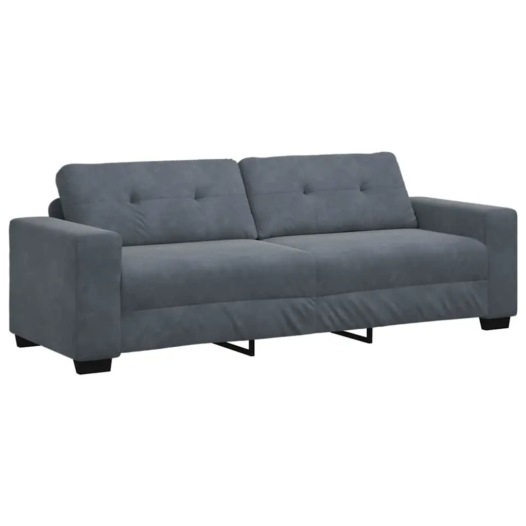 3 Piece Sofa Set Velvet Grey Armchair 2 Seater 3 Seater Modern