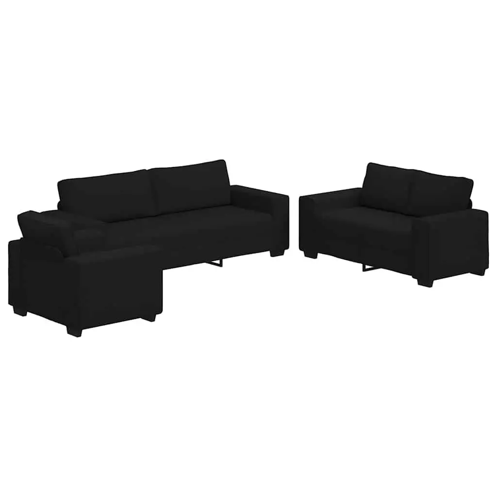 Black Fabric 3 Piece Sofa Set for Living Spaces