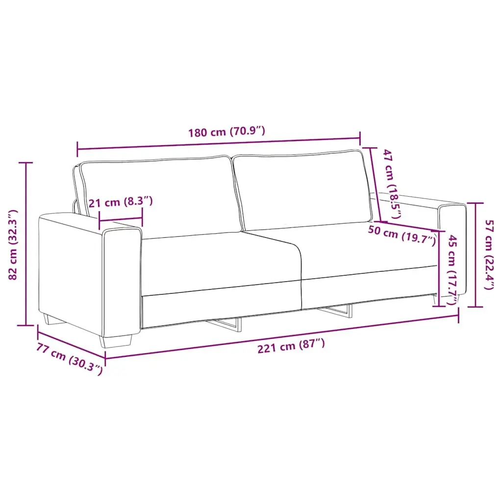 Black Fabric 3 Piece Sofa Set for Living Spaces