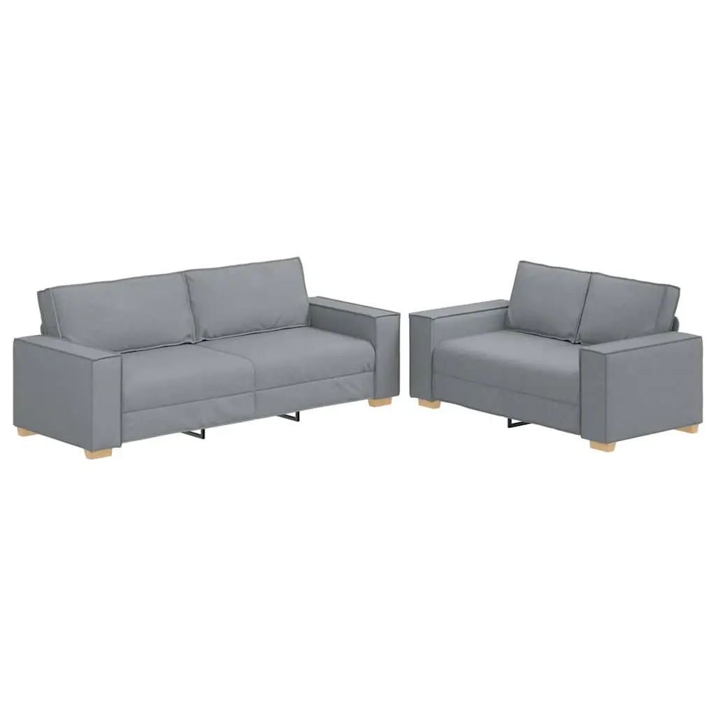 Sofa Set Polyester Fabric 2 Piece Light Grey