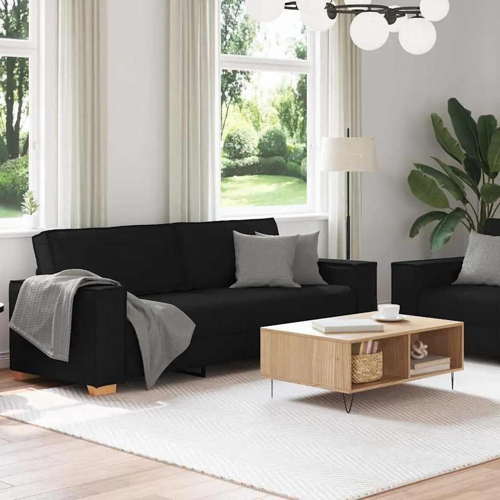 2 Piece Sofa Set with Cushions in Black