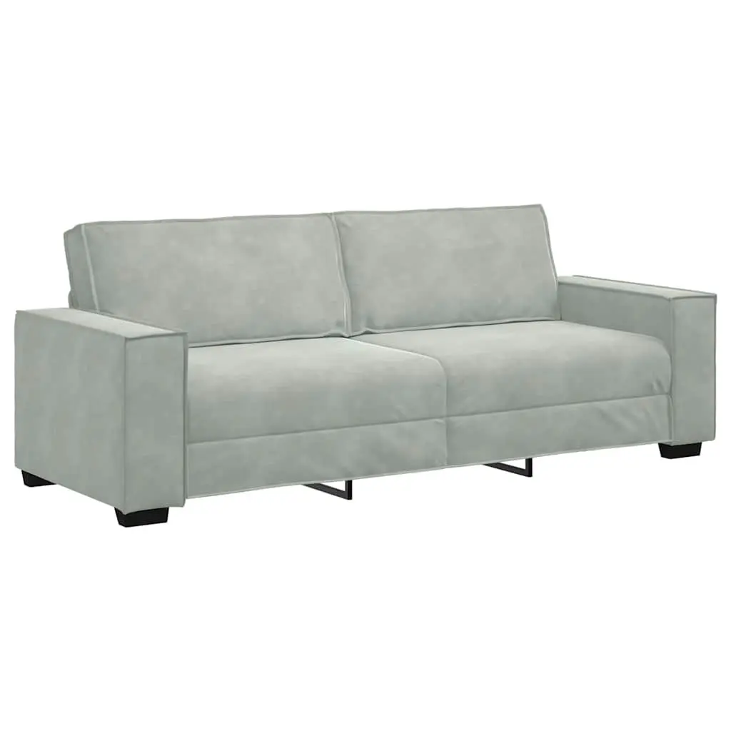 2 Piece Sofa Set Grey Velvet Lounge Suite Living Room Furniture Cushions