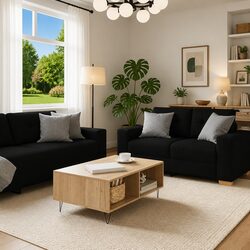 Premium Black Fabric Sofa Set for Comfortable Living Spaces