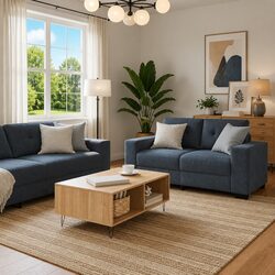 High-Quality Grey Velvet 2 Piece Sofa Set for Living Rooms
