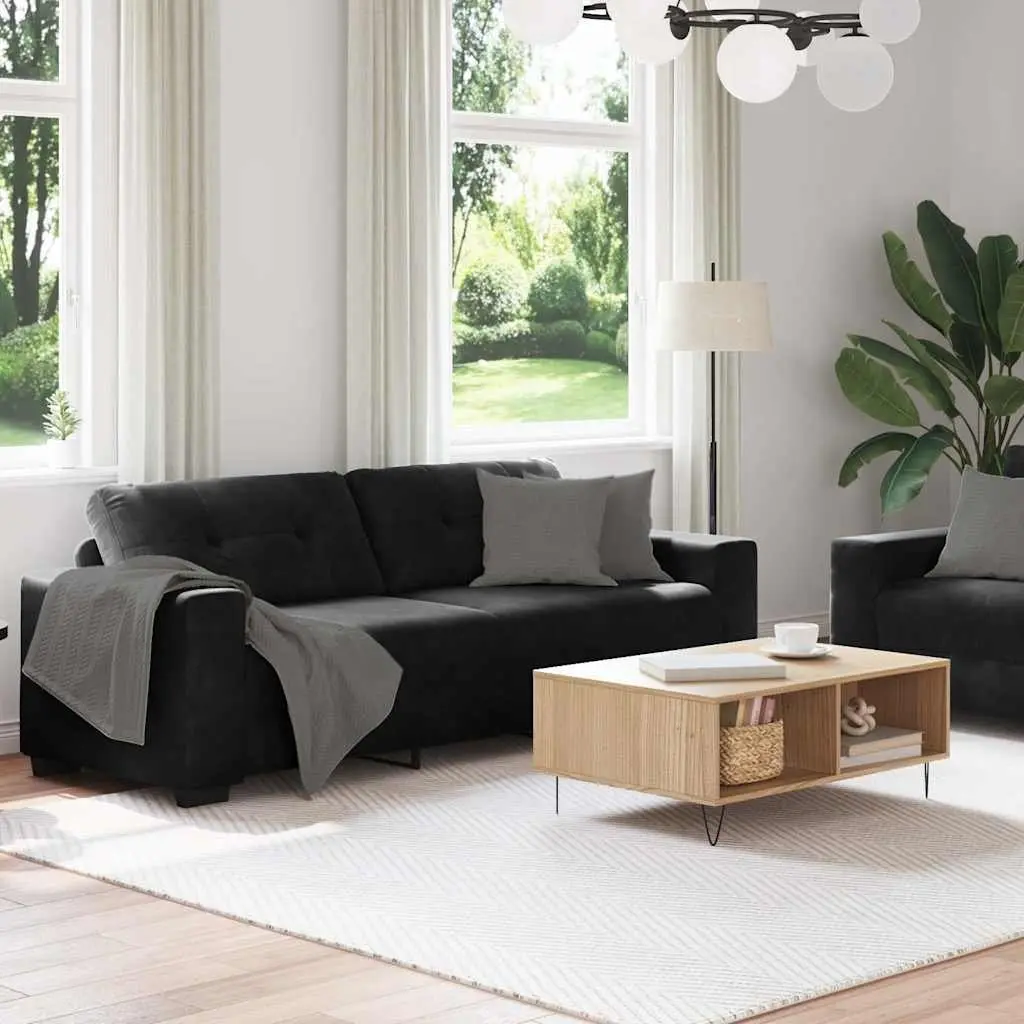 Black Velvet 2 Piece Sofa Set with Durable Frame