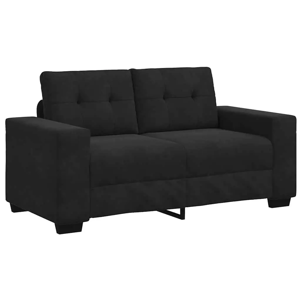 Black Velvet 2 Piece Sofa Set with Durable Frame