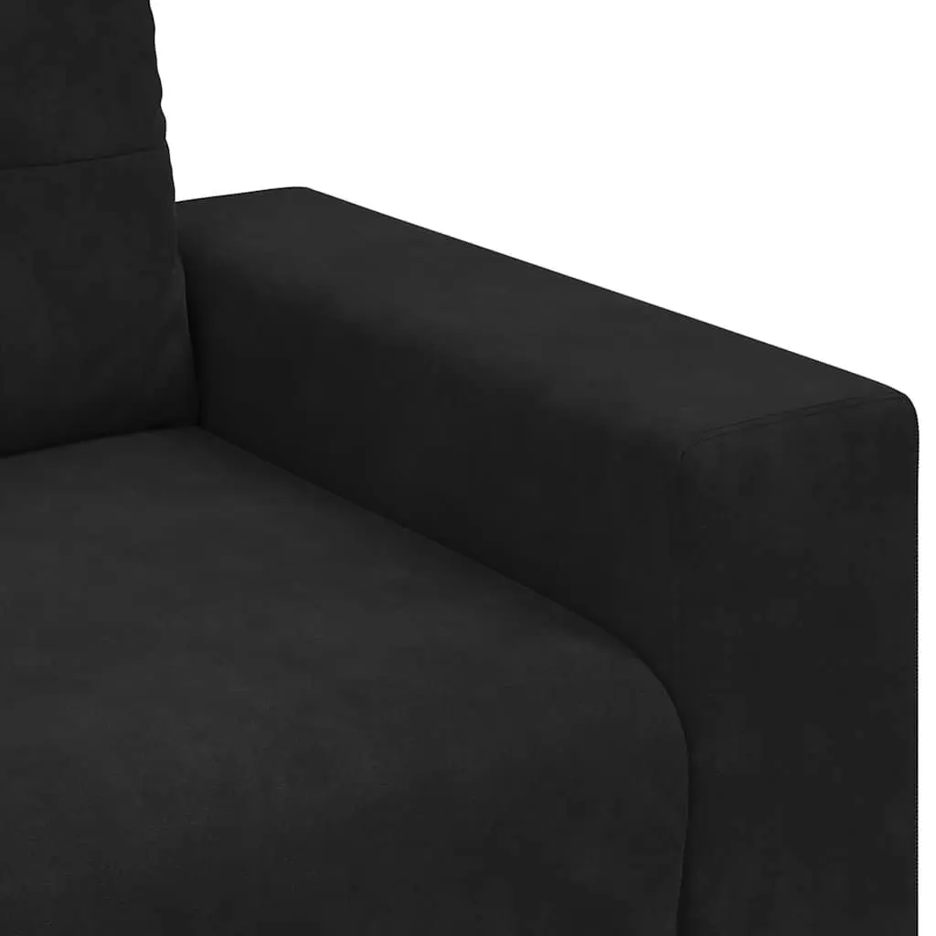 Black Velvet 2 Piece Sofa Set with Durable Frame