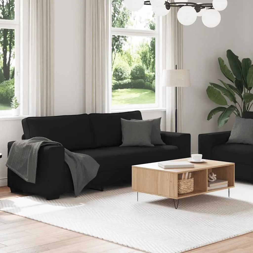Black Fabric 2 Piece Sofa Set for Living Spaces