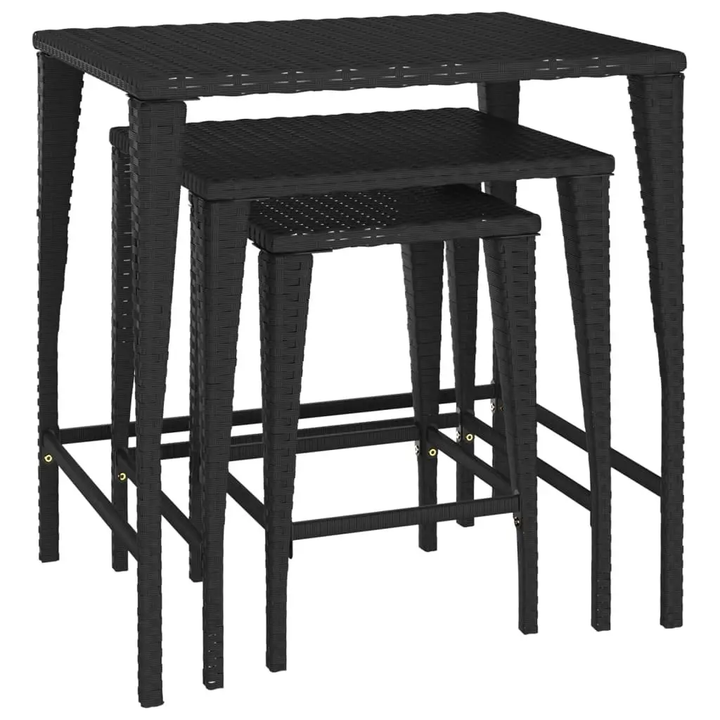 Stackable Black Outdoor Nesting Tables Set of 3